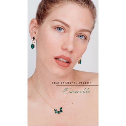 Aura semicircle emerald necklace in gold plating