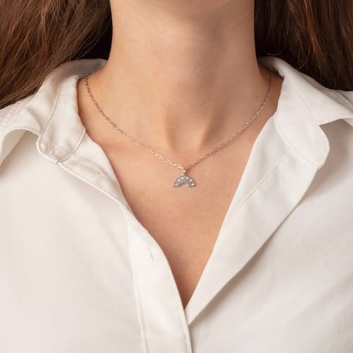 La Boheme semicircle crystal necklace in silver