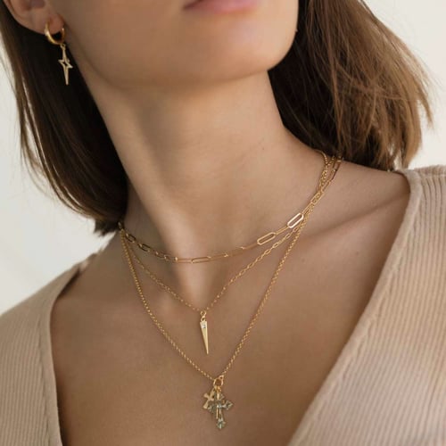 La Boheme triangle crystal necklace in silver