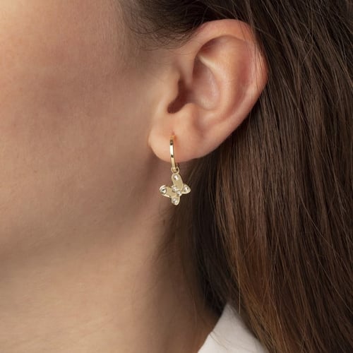 Cocolada butterfly crystal hoop earrings in gold plating