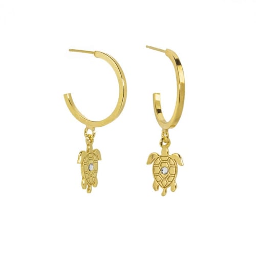 Cocolada turtle crystal earrings in gold plating