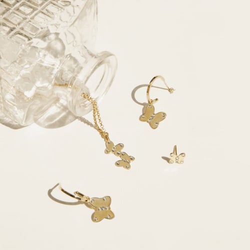 Cocolada butterfly crystal necklace in gold plating