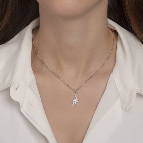 Cocolada dinosaur crystal necklace in silver