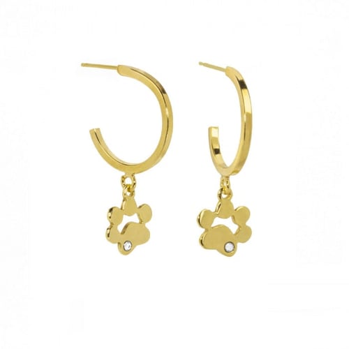 Cocolada dog print crystal hoop earrings in gold plating