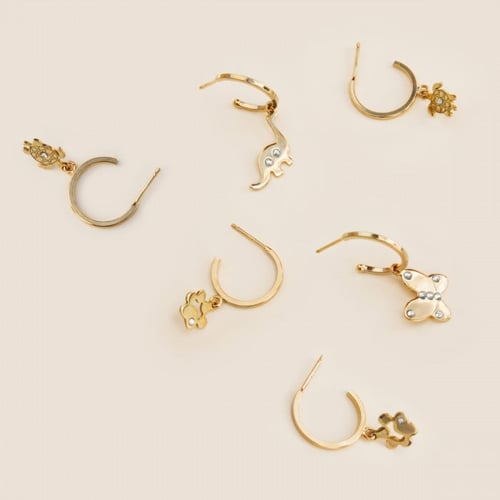 Cocolada dog print crystal hoop earrings in gold plating