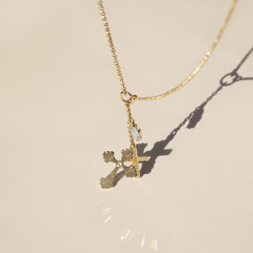 La Boheme cross crystal necklace in gold plating