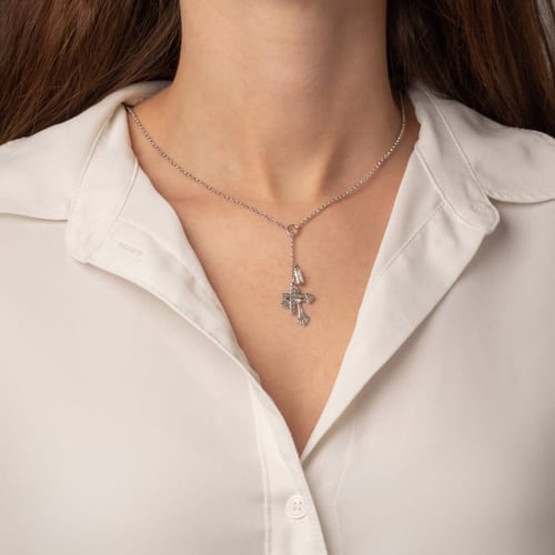 La Boheme cross crystal necklace in silver