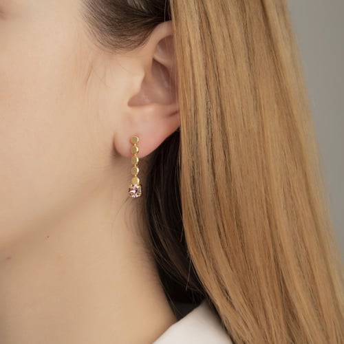 Niwa circles light rose earrings in gold plating