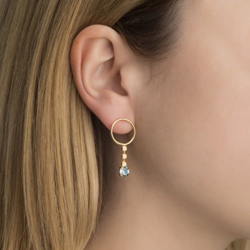 Niwa round aquamarine earrings in gold plating