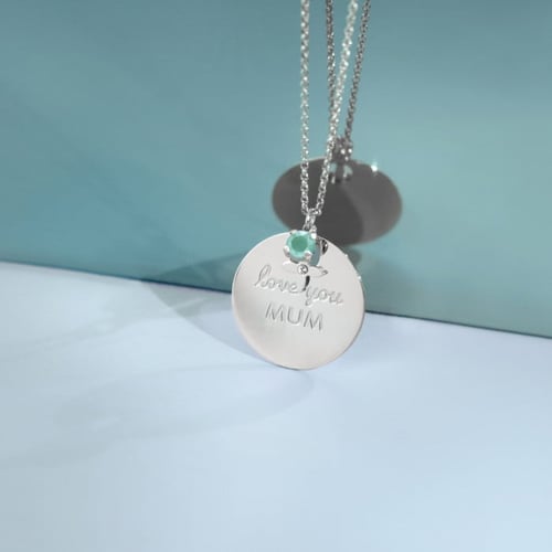 Mother mint green necklace in silver