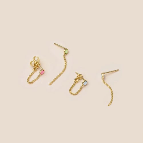 Lis rose chain earrings in gold plating