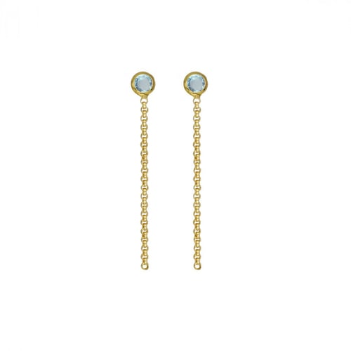 Lis aquamarine chain earrings in gold plating