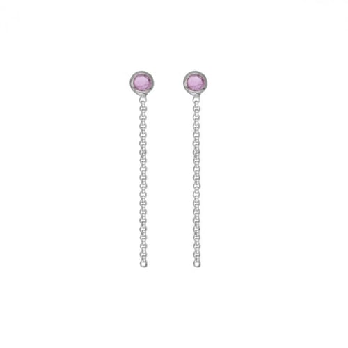 Lis violet chain earrings in silver