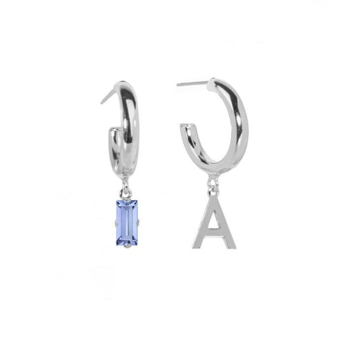 Abecé letter A hoop earrings in silver in gold plating