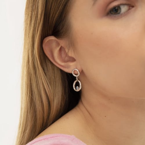 Dahlia circle aquamarine earrings in silver