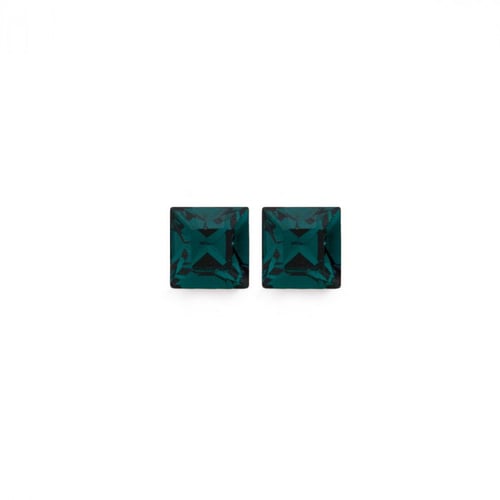Cube emerald earrings in silver
