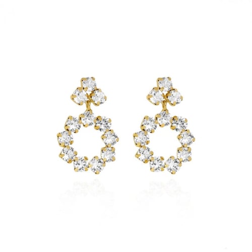 Fiorella round crystal earrings in gold plating