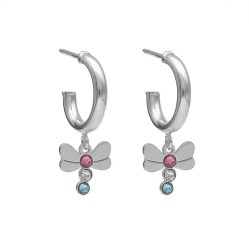 April dragonfly multicolour hoop earrings in silver
