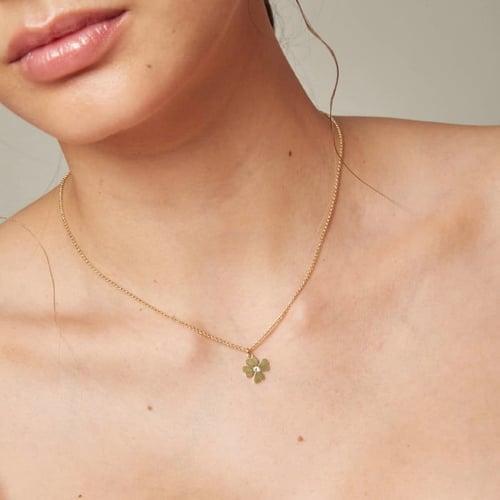 April flower crystal necklace in gold plating