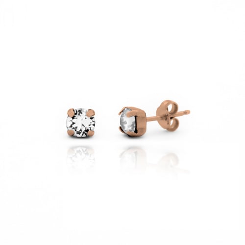 Celina round crystal earrings in rose gold plating in gold plating