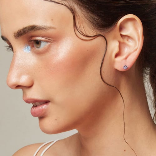 Celina round light rose earrings in silver