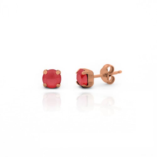 Celina round light coral earrings in rose gold plating in gold plating