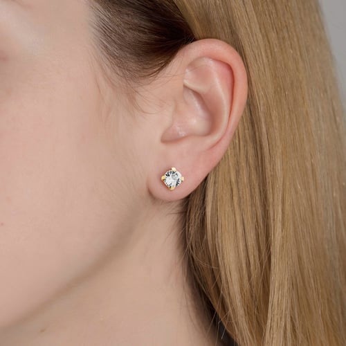 Basic round crystal earrings in gold plating