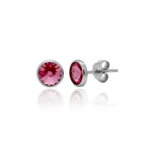 Basic XS crystal rose earrings in silver