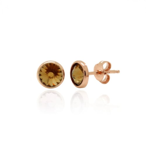 Basic XS crystal light topaz earrings in rose gold plating