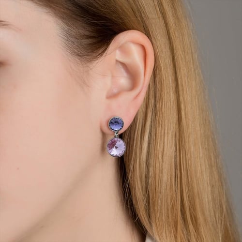 Basic round violet earrings in silver