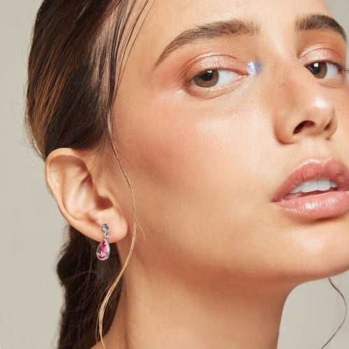 Essential light topaz earrings in rose gold plating