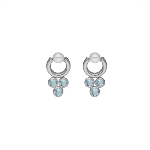 Dahlia circle aquamarine earrings in silver