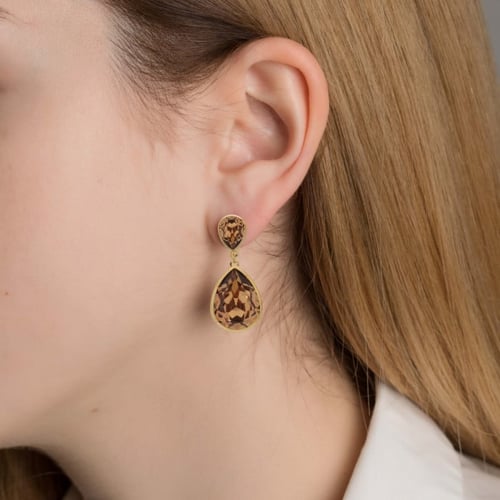 Essential tear light topaz earrings in rose gold plating