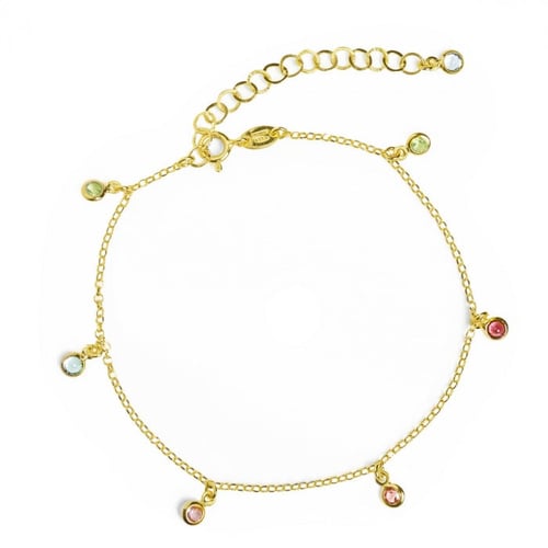 Juliette gold-plated anklet with multicolour in crystals shape