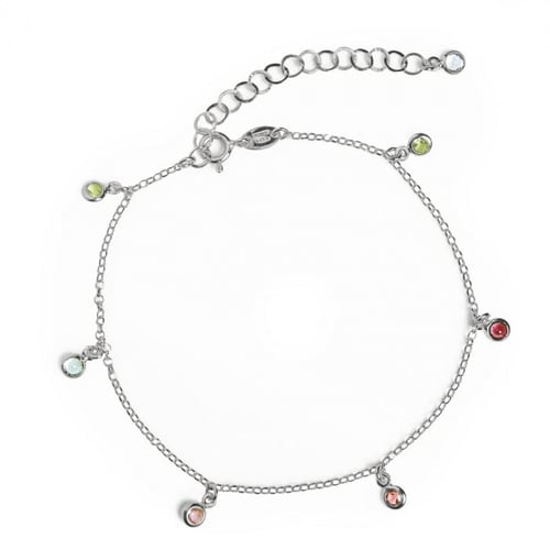 Juliette sterling silver anklet with multicolour in crystals shape