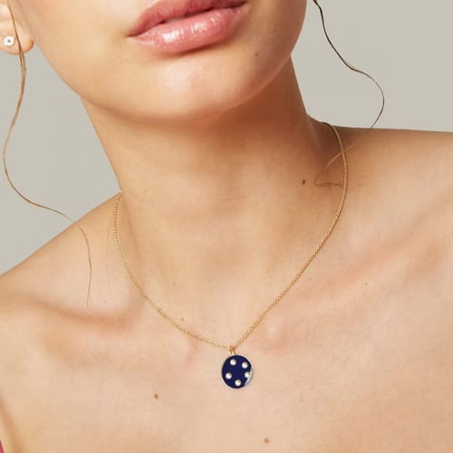 Ashley circle blue necklace in gold plating