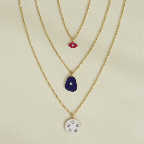 Ashley circle blue necklace in gold plating