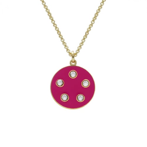 Ashley circle fuchsia necklace in gold plating