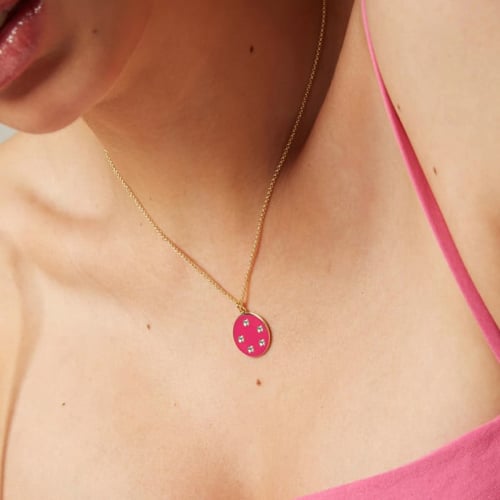 Ashley circle fuchsia necklace in gold plating