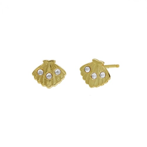 Ocean shell crystal earrings in gold plating