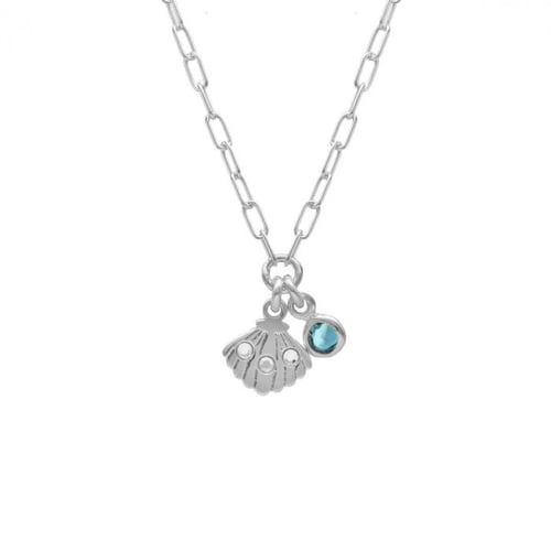 Ocean shell aquamarine necklace in silver