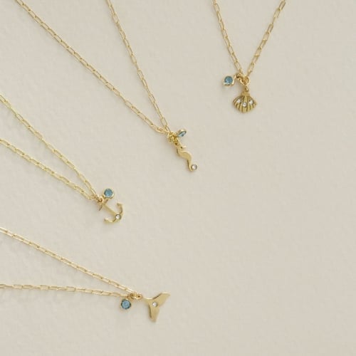 Ocean anchor aquamarine necklace in gold plating