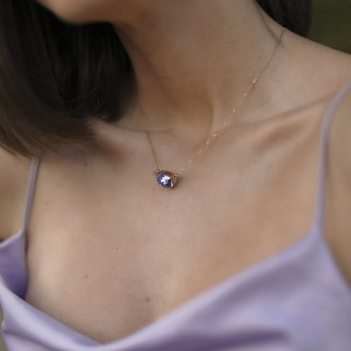 Celina oval denim blue necklace in silver