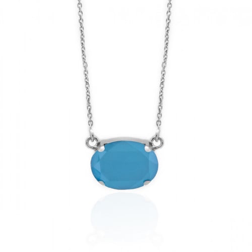 Celina oval azure blue necklace in silver