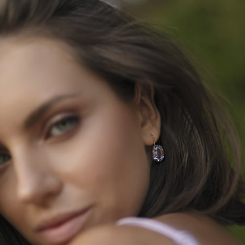 Celina oval chrysolite earrings in rose gold plating in gold plating