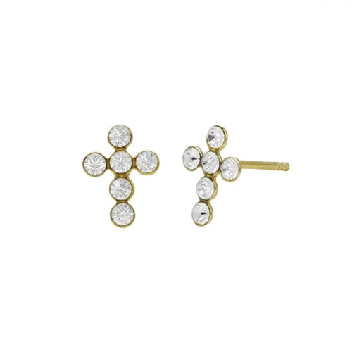 Provenza cross crystal earrings in gold plating