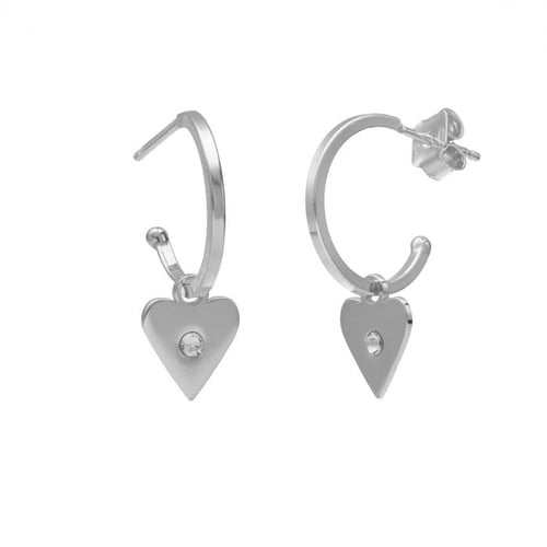 Provenza heart crystal hoop earrings in silver