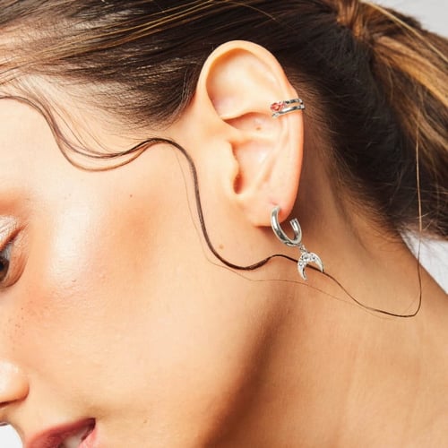 Provenza moon crystal hoop earrings in silver