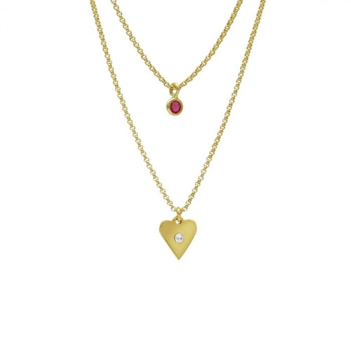 Provenza heart fuchsia layering necklace in gold plating