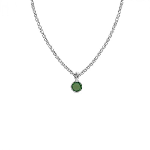 Collar corto círculo verde elaborado en plata